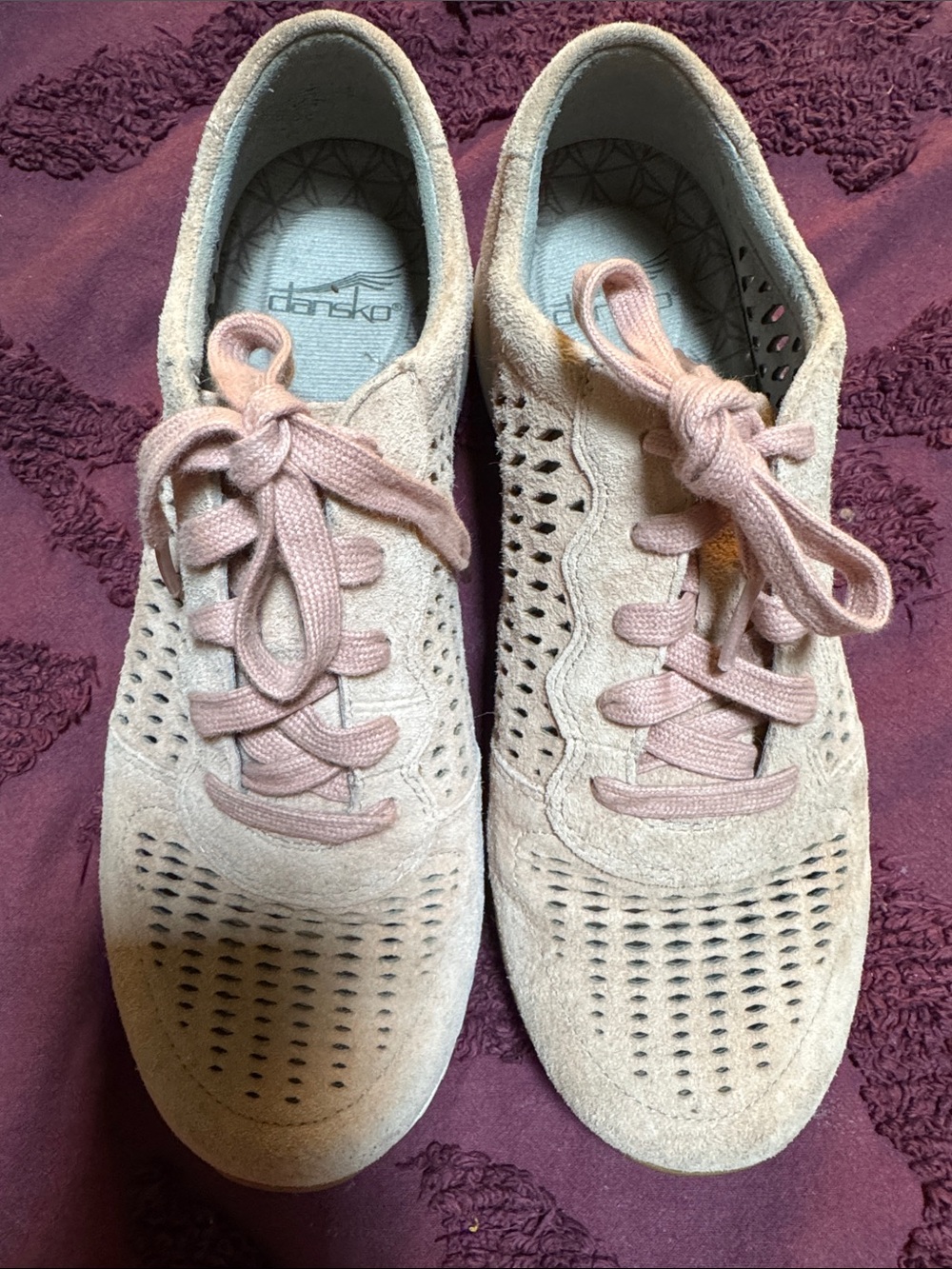 Dansko Blush Pink Perforated Suede Lace-Up Sneakers